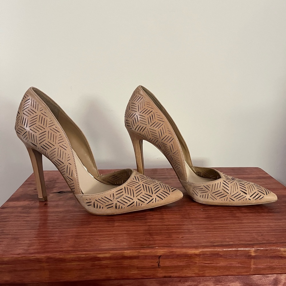 Jessica Simpson Tan Upper Leather Heels Size 8.5